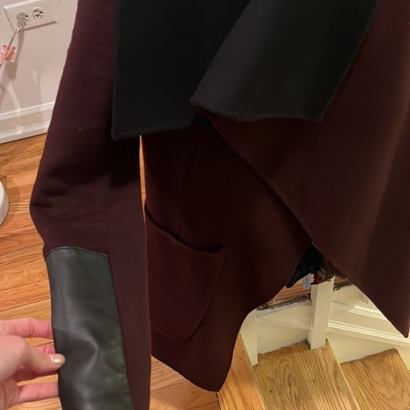 Bcbg wool coat with accent faux leather. - Picture 3 of 3